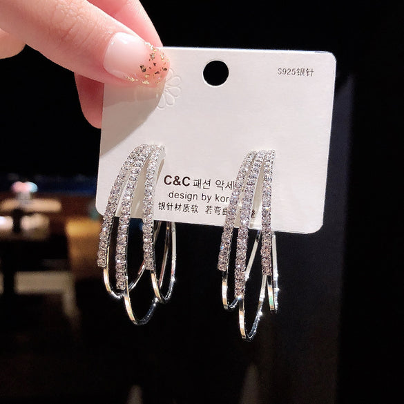 1 Pair Fashion Geometric Alloy Plating Rhinestones Women's Earrings