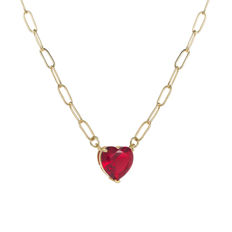 Casual Heart Shape Copper Gold Plated Zircon Pendant Necklace 1 Piece