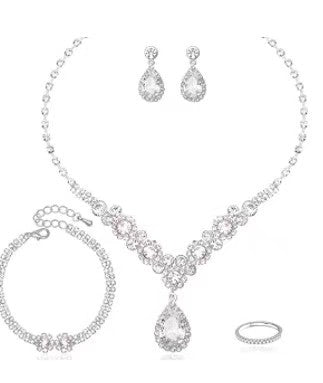 Fashion Water Droplets Alloy Inlay Rhinestones Women's Bracelets Earrings Necklace