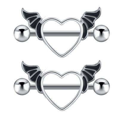 Retro Angel Heart Shape Stainless Steel Plating Belly Ring 1 Piece
