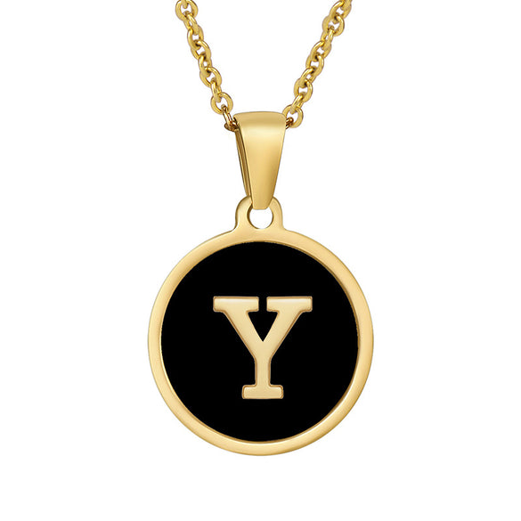 Fashion Round Letter Stainless Steel Plating Necklace