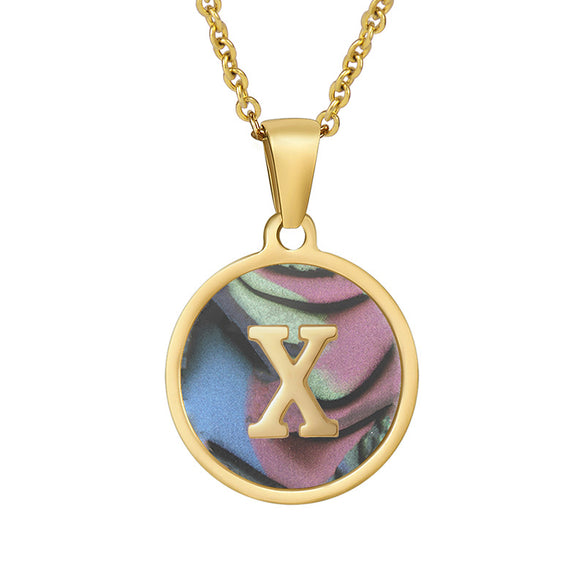 Fashion Round Letter Stainless Steel Plating Necklace