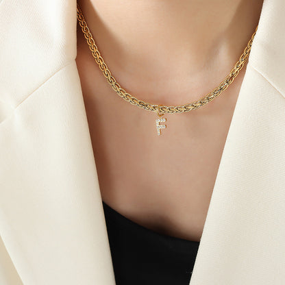 Fashion Letter Titanium Steel Copper Plating Zircon Pendant Necklace
