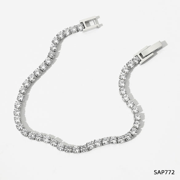 Glam Geometric Stainless Steel Plating Zircon Bracelets