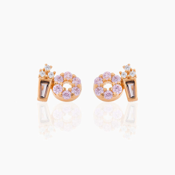 Fashion Geometric Coke Hamburger Brass Inlaid Zircon Ear Studs 1 Pair
