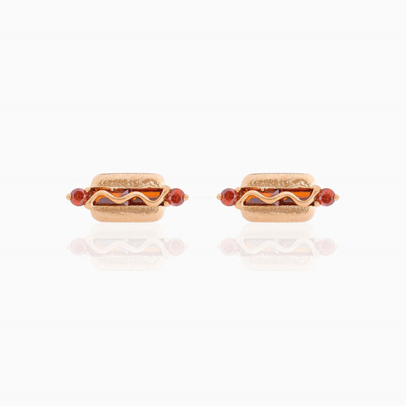 Fashion Geometric Coke Hamburger Brass Inlaid Zircon Ear Studs 1 Pair