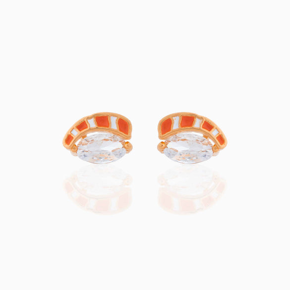 Fashion Geometric Coke Hamburger Brass Inlaid Zircon Ear Studs 1 Pair
