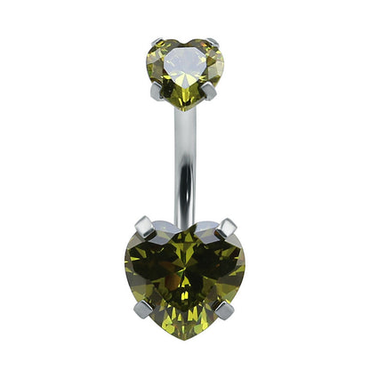 Fashion Heart Shape Stainless Steel Inlaid Zircon Belly Ring 1 Piece