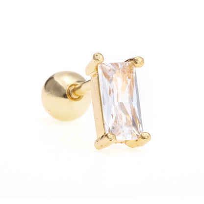 Fashion Moon Eye Copper Inlay Artificial Diamond Ear Studs 1 Piece