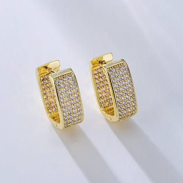 1 Pair Fashion Geometric Gold Plated Copper Zircon Gold Plated Earrings