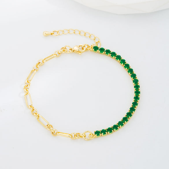 Vintage Style Geometric Copper Gold Plated Zircon Bracelets 1 Piece