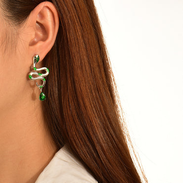 Fashion Snake Alloy Inlay Rhinestones Women's Drop Earrings 1 Pair