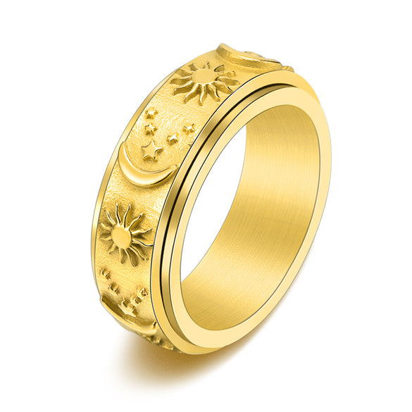 Fashion Sun Moon Stainless Steel Plating Rings