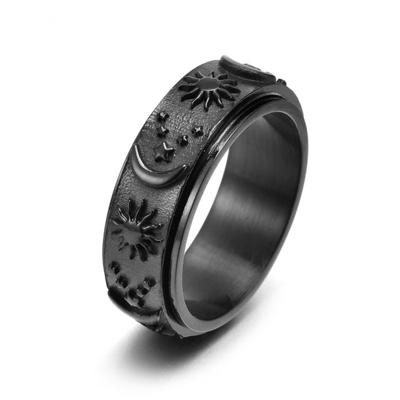 Fashion Sun Moon Stainless Steel Plating Rings