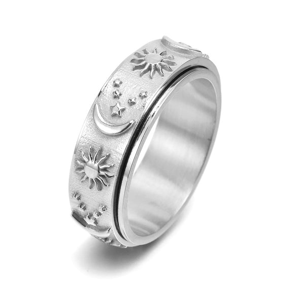 Fashion Sun Moon Stainless Steel Plating Rings