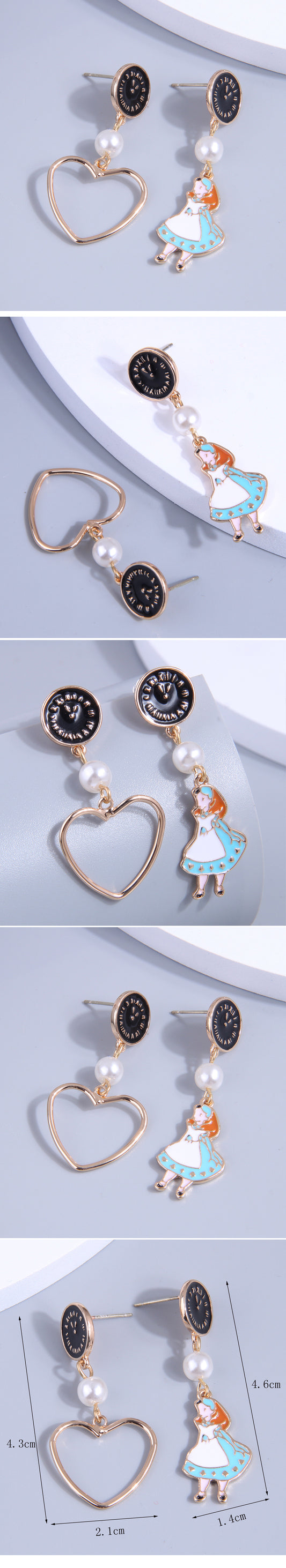 Fashion Cartoon Character Heart Shape Alloy Plating Artificial Pearls Women's Drop Earrings 1 Pair