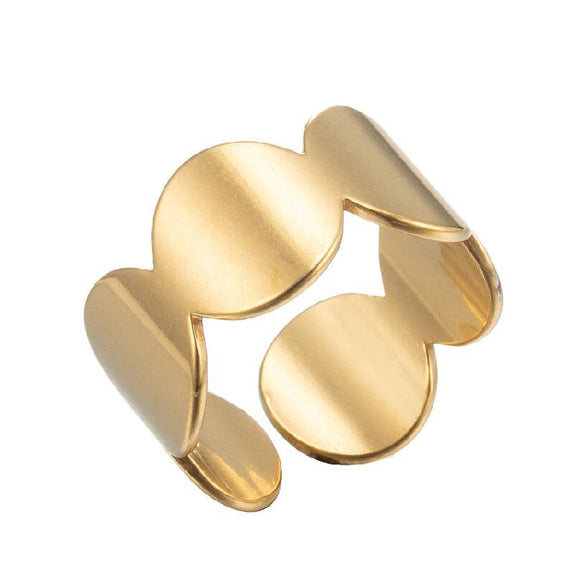 Fashion Solid Color Stainless Steel Hollow Out Open Ring 1 Piece