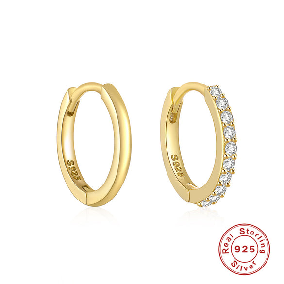 Fashion Round Silver Inlaid Zircon Earrings 1 Pair