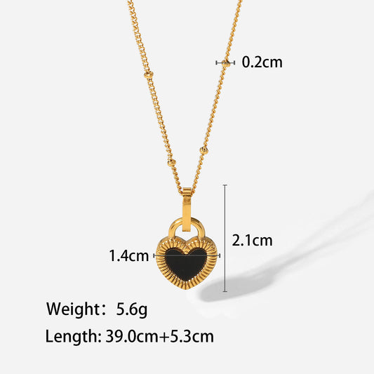 Retro Heart Shape Titanium Steel Enamel Pendant Necklace