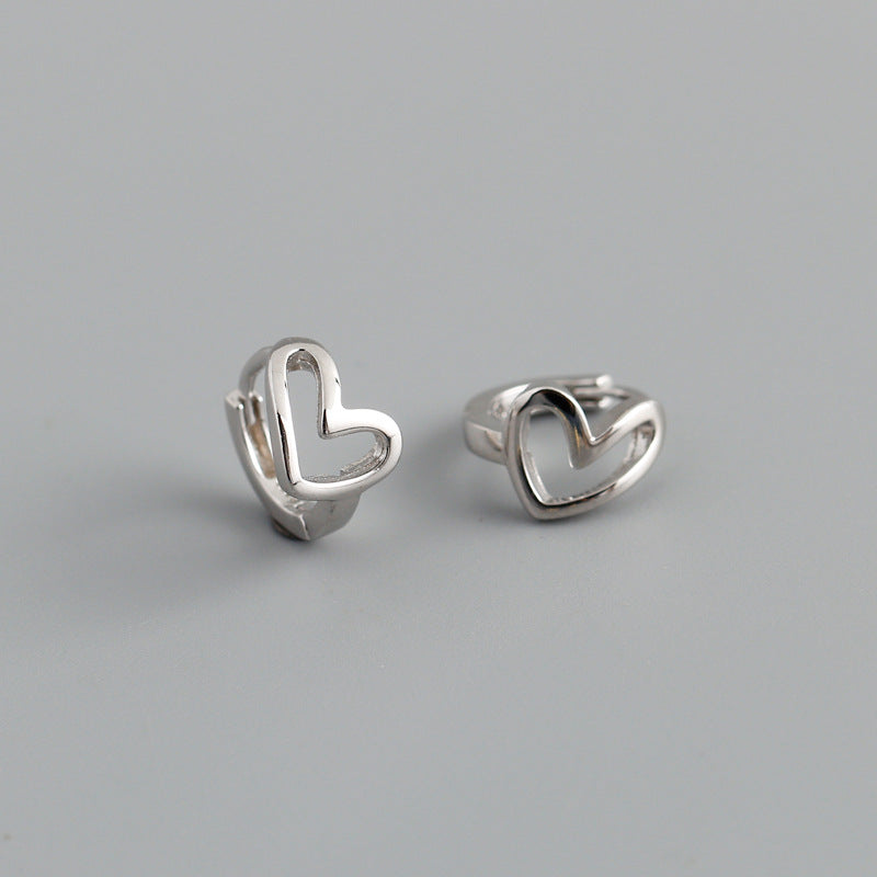 Fashion Heart Shape Sterling Silver Ear Studs 1 Pair