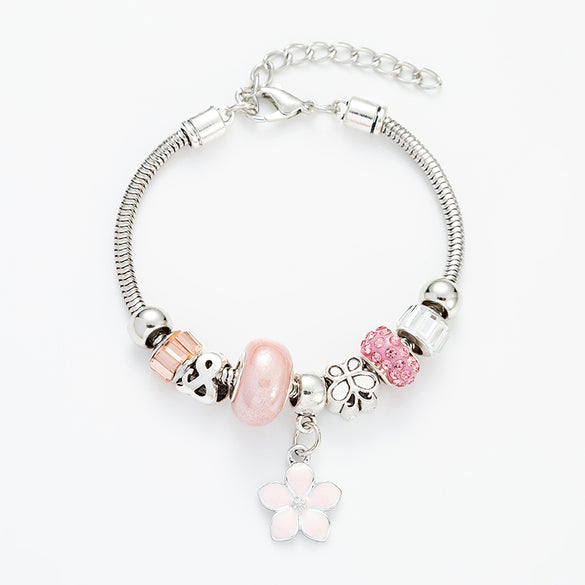 Sweet Flower Glass Titanium Steel Plating Bracelets