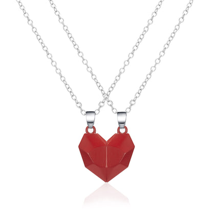 Fashion Heart Shape Alloy Plating Couple Pendant Necklace 2 Pieces