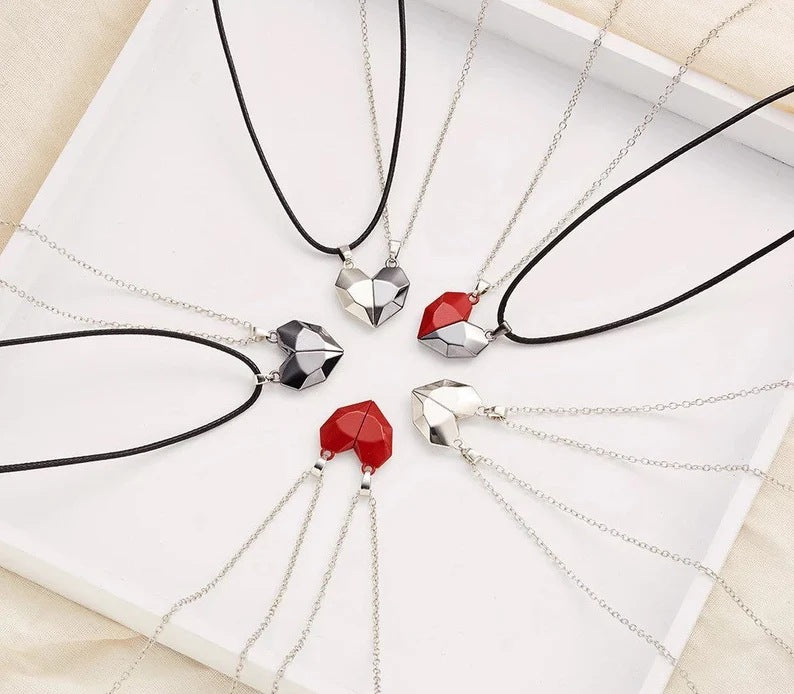 Fashion Heart Shape Alloy Plating Couple Pendant Necklace 2 Pieces