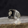Retro Geometric Alloy Plating Artificial Crystal Men'S Rings