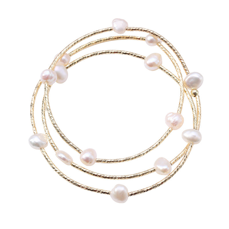Fashion Heart Shape Fish Tail Pearl Handmade Inlay Artificial Gemstones Bracelets 1 Piece