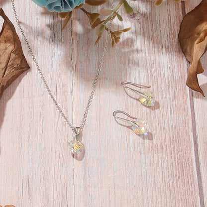 Fashion Heart Shape Alloy Plating Opal Women's Earrings Necklace