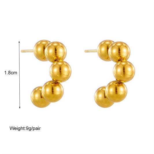 1 Pair Basic C Shape Gold Plated Titanium Steel Gold Plated Ear Studs