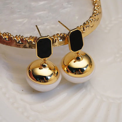 1 Pair Retro Round Copper 18K Gold Plated Drop Earrings