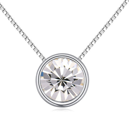 Fashion Round Alloy Gold Plated Inlay Crystal Zircon Women's Necklace 1 Piece