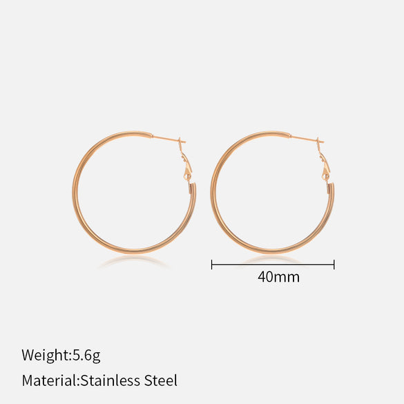 1 Pair Simple Style Solid Color Plating Stainless Steel Hoop Earrings