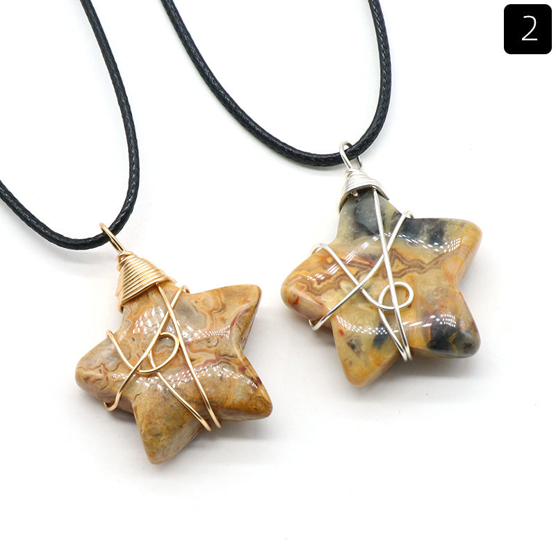 Retro Pentagram Natural Stone Jewelry Accessories 1 Piece