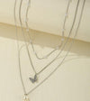 Fashion Butterfly Alloy Inlay Artificial Pearls Rhinestones Women's Clavicle Chain Layered Necklaces 1 Piece