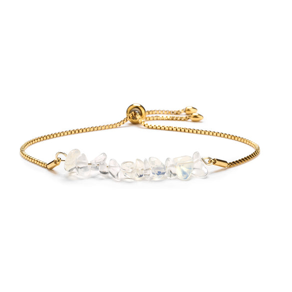 Retro Color Block Stainless Steel Inlay Natural Stone Bracelets 1 Piece