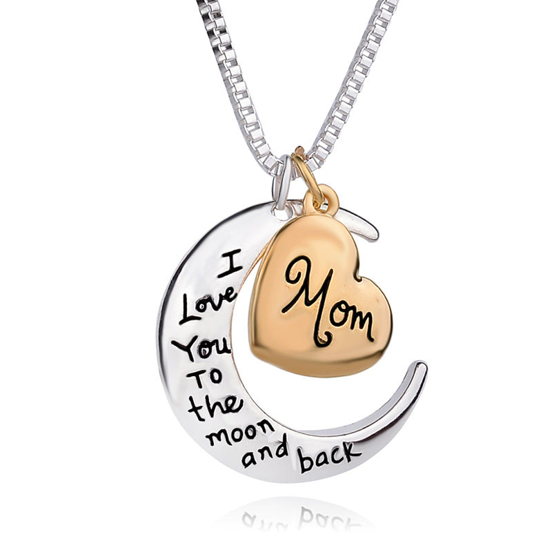 1 Piece Mama Simple Style Letter Moon Heart Shape Alloy Plating Mother's Day Women's Pendant Necklace