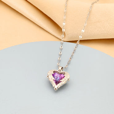 Fashion Heart Shape Stainless Steel Gold Plated Pendant Necklace 1 Piece