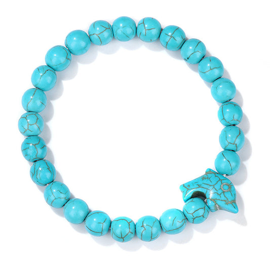 Retro Color Block Dolphin Natural Stone Turquoise Women's Bracelets 1 Piece