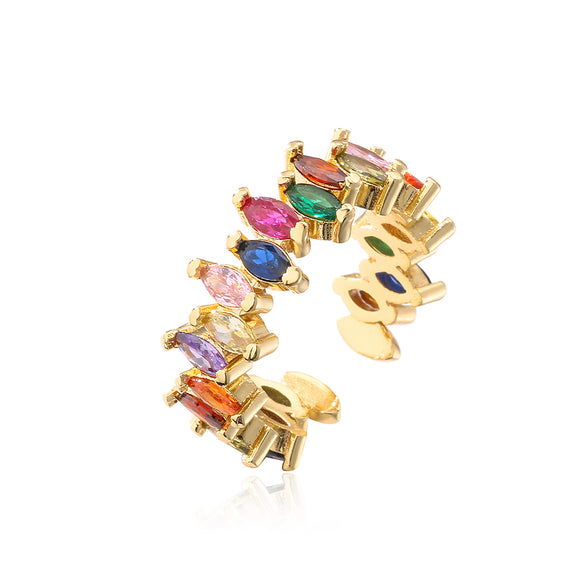 Fashion Geometric Copper Gold Plated Zircon Open Ring 1 Piece