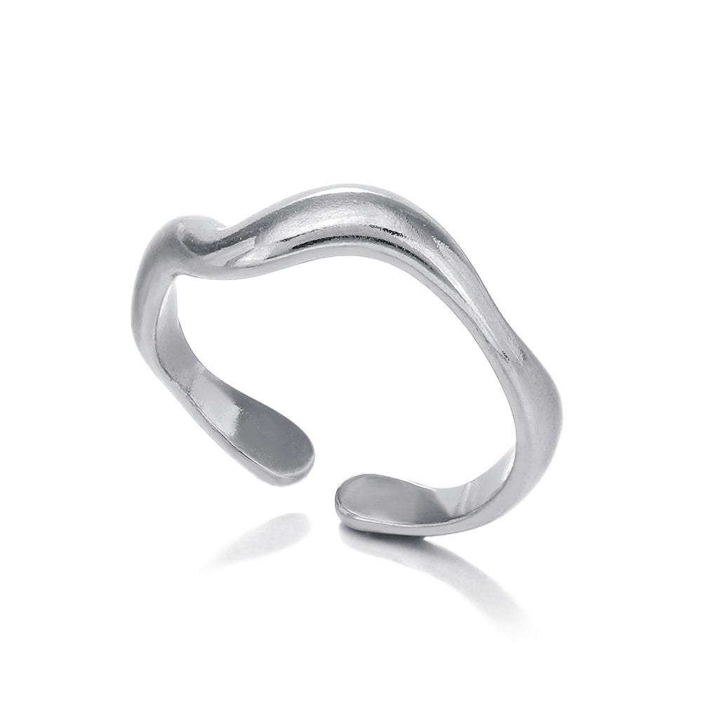 Simple Style Solid Color Stainless Steel Plating Open Ring 1 Piece