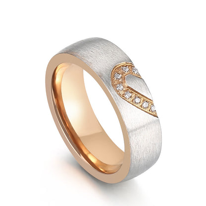 Romantic Heart Shape Titanium Steel Plating Inlay Rhinestones Rings