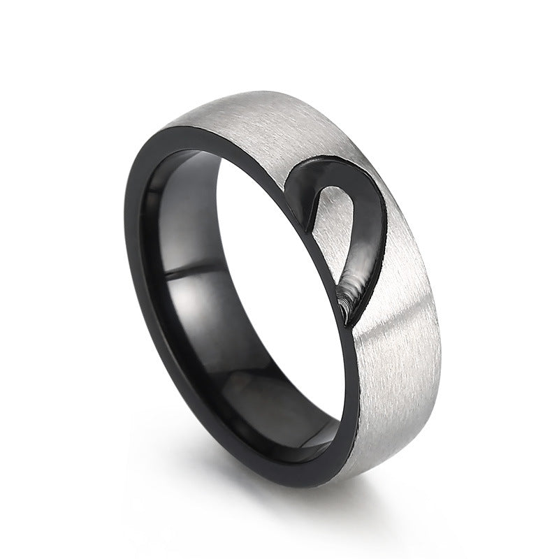Romantic Heart Shape Titanium Steel Plating Inlay Rhinestones Rings