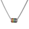 Retro Round Rainbow Titanium Steel Inlay Glass Necklace 1 Piece