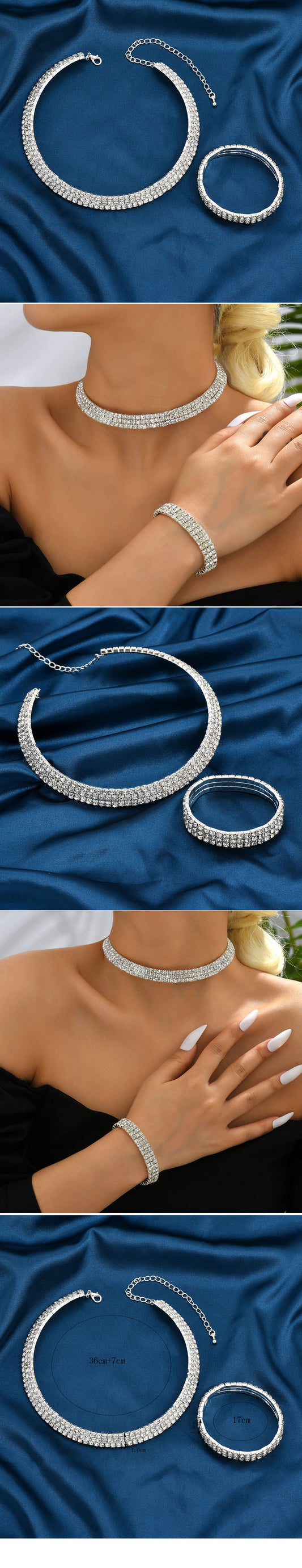 Bridal Round Alloy Inlay Rhinestones Bracelets Necklace