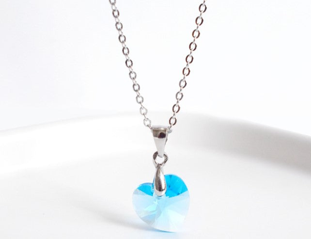 Fashion Heart Shape Austrian Crystal Sterling Silver Pendant Necklace 1 Piece