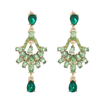 Fashion Water Droplets Alloy Inlay Artificial Rhinestones Drop Earrings 1 Pair