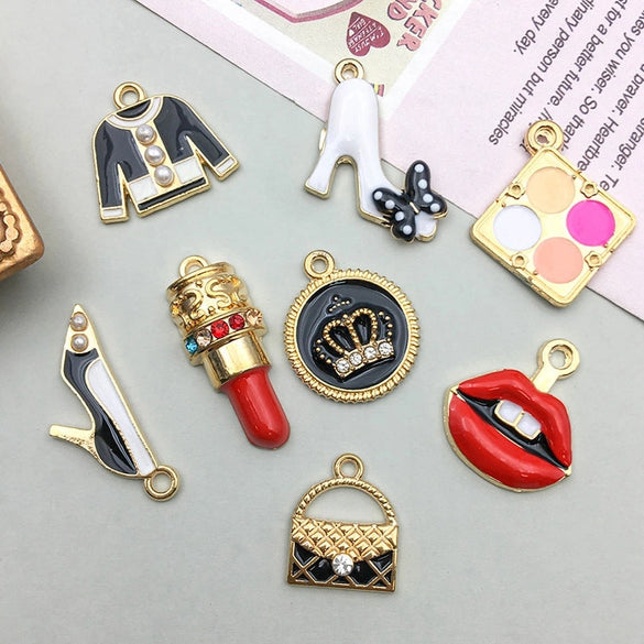 16 Models Per Model 1, 16/Bag 15*16mm 17*19mm 23*18mm Zinc Alloy Lipstick Lips High Heel Pendant