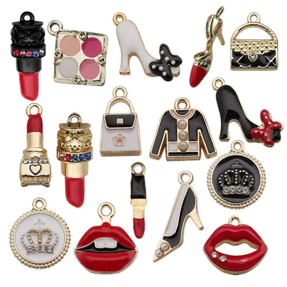 16 Models Per Model 1, 16/Bag 15*16mm 17*19mm 23*18mm Zinc Alloy Lipstick Lips High Heel Pendant